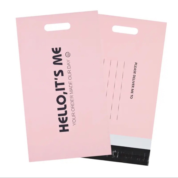 Other - 10 handle poly mailers 10x13 pale pink - plus mystery thank you cards & stickers